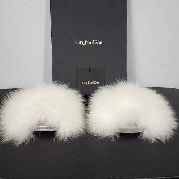 NWOB~$465~UN_FURTIVE~BABY~SZ 4.5/5~REAL WHITE FOX FUR SANDALS SHOES BOOTS - Picture 4 of 16